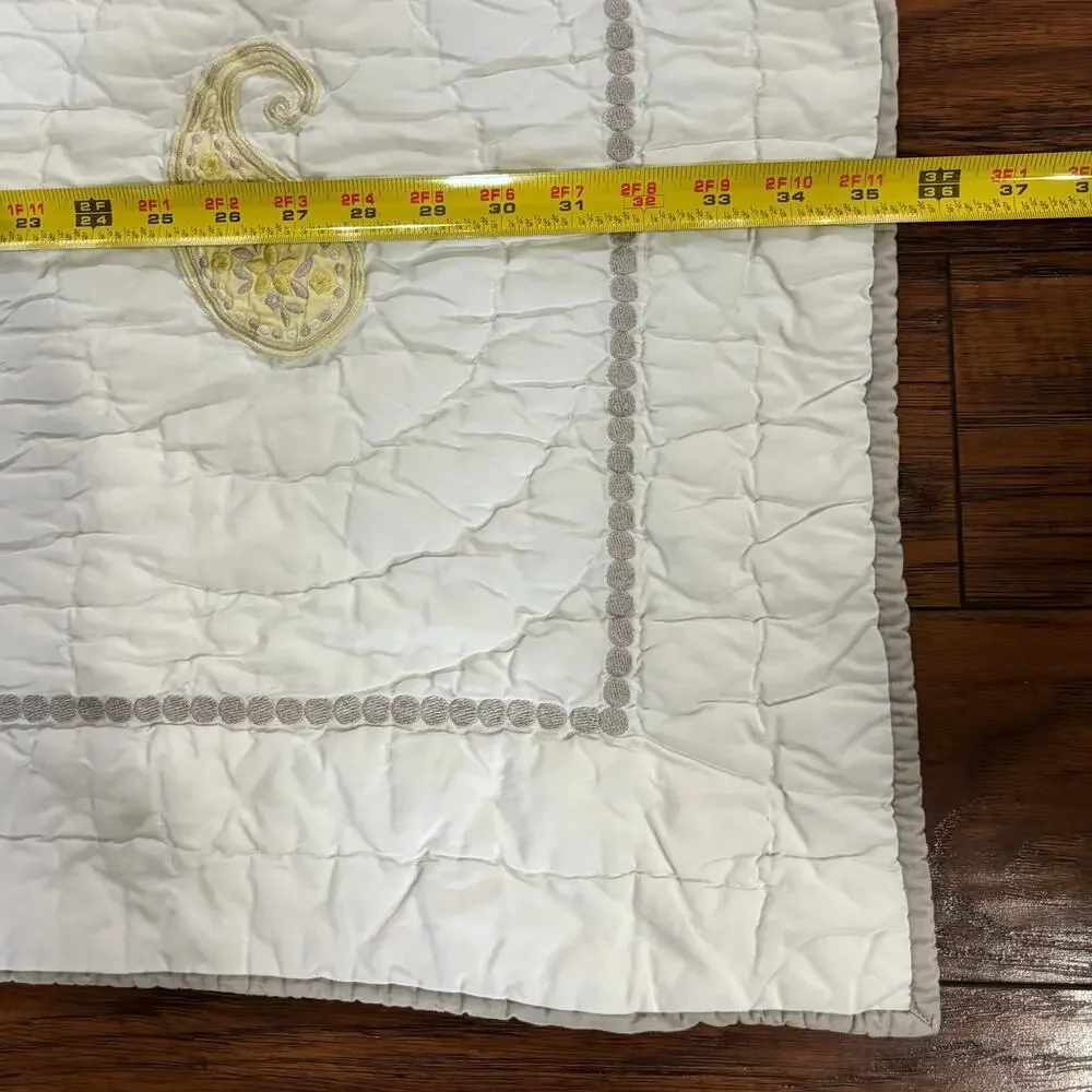 Pottery Barn Kids Quilt Crib Blanket Yellow Gray‎ Paisley Infant Toddler Nursery